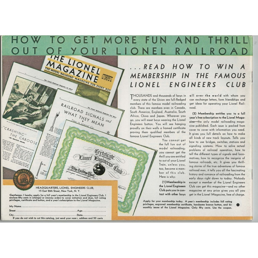 Reprint of 1932 Lionel Electric Trains Catalog A Boys Dream Come True Prewar VG- - Picture 2 of 2